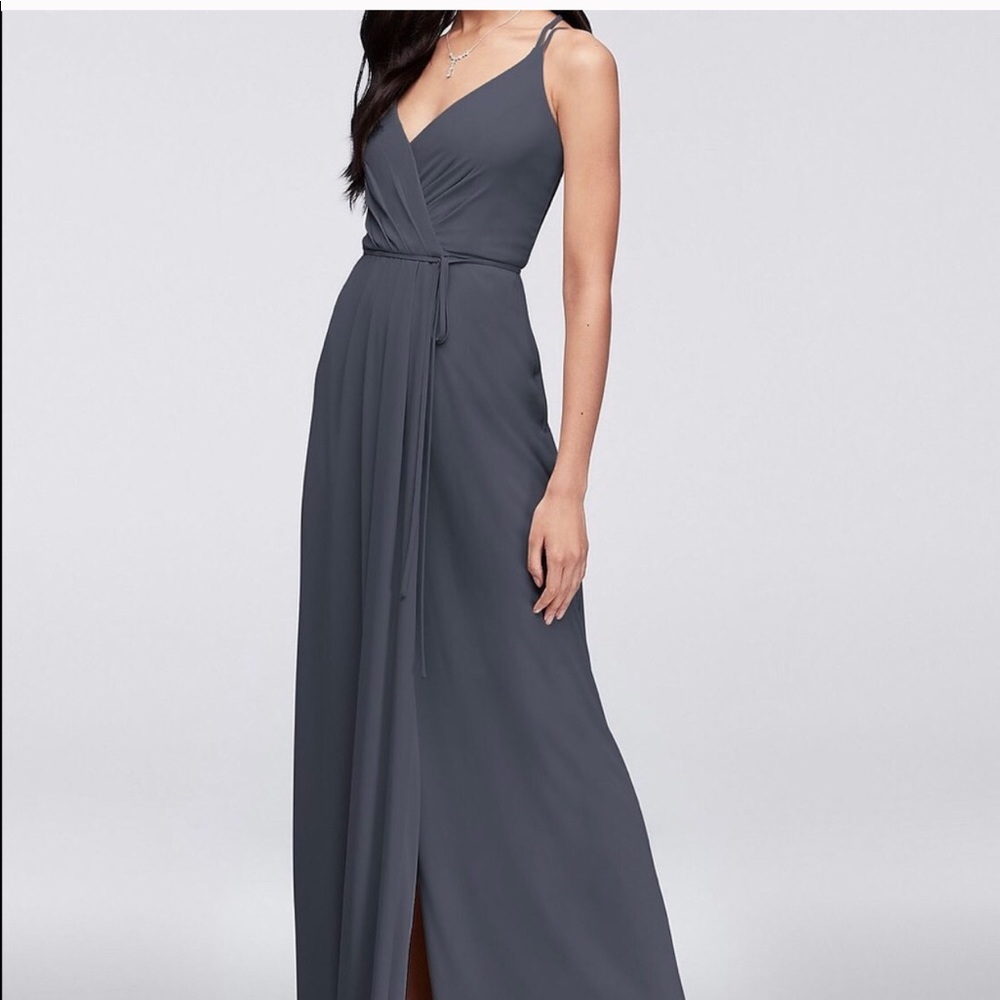 David’s Bridal Georgette bridesmaid dress Pewter